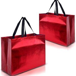 Red Gift Bags XL Size – Set of 12 Reusable Extra Large Red Gift Bags With Handle